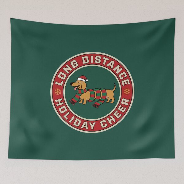 Item preview, Long Distance Holiday Cheer Dachshund Badge designed and sold by DripCultureLab.