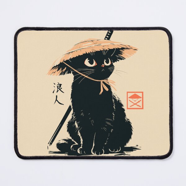 Item preview, Ronin Black Cat Straw Hat Japanese Samurai designed and sold by mustbewhy.
