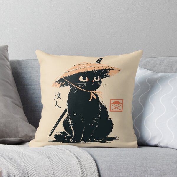 Item preview, Ronin Black Cat Straw Hat Japanese Samurai designed and sold by mustbewhy.