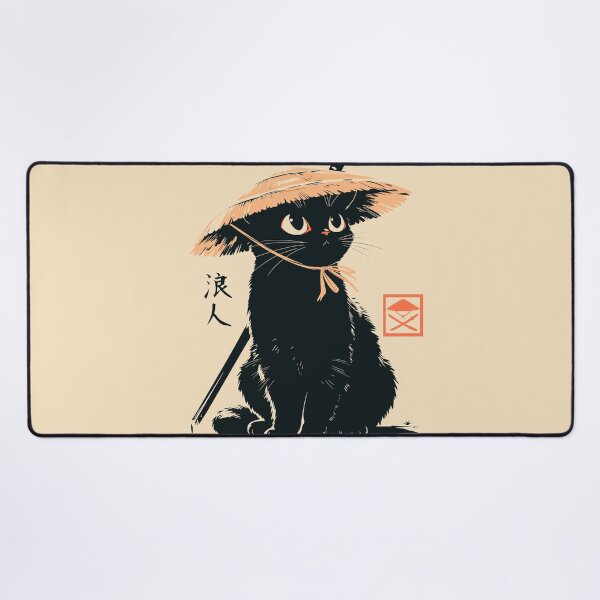 Item preview, Ronin Black Cat Straw Hat Japanese Samurai designed and sold by mustbewhy.