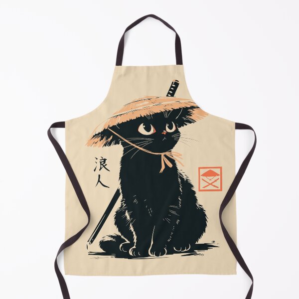 Item preview, Ronin Black Cat Straw Hat Japanese Samurai designed and sold by mustbewhy.