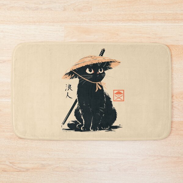 Item preview, Ronin Black Cat Straw Hat Japanese Samurai designed and sold by mustbewhy.
