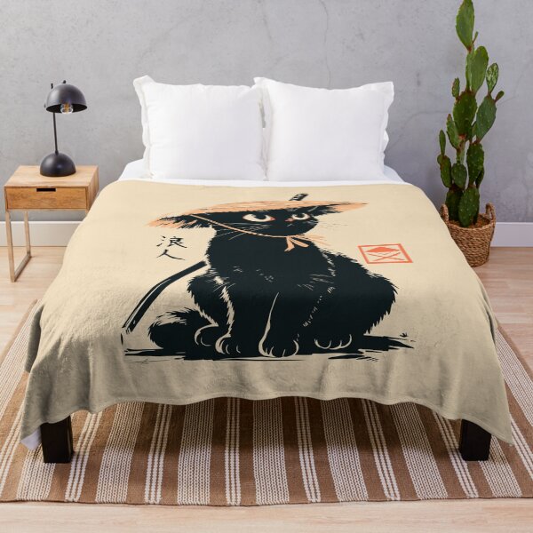Item preview, Ronin Black Cat Straw Hat Japanese Samurai designed and sold by mustbewhy.