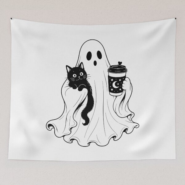 Item preview, Cat - Ghost Cat - Boo-P Ghost Cat - Ghost Cat Halloween - Cute Spooky Ghost - Halloween Black Cat & Ghost - Boo Boo-p Cat Ghost designed and sold by PolancosusOni.