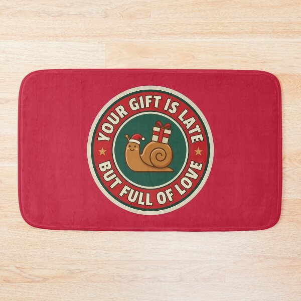 Item preview, Your Gift Is Late Funny Holiday Snail Badge designed and sold by DripCultureLab.