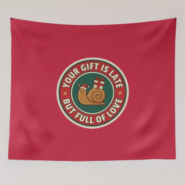 Item preview, Your Gift Is Late Funny Holiday Snail Badge designed and sold by DripCultureLab.