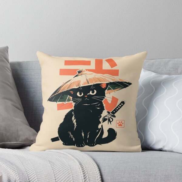 Item preview, Samurai Black Cat Straw Hat Japanese designed and sold by mustbewhy.