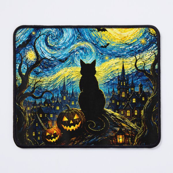 Item preview, Black Cat Starry Night Halloween designed and sold by SenoritaVixyArt.