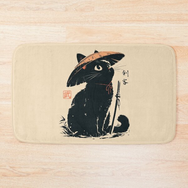 Item preview, Japanese Straw Hat Black Cat Ronin Vintage designed and sold by mustbewhy.