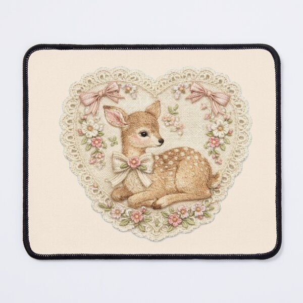 Item preview, girly cottagecore cutesy sticker - fawn in heart designed and sold by inainart.