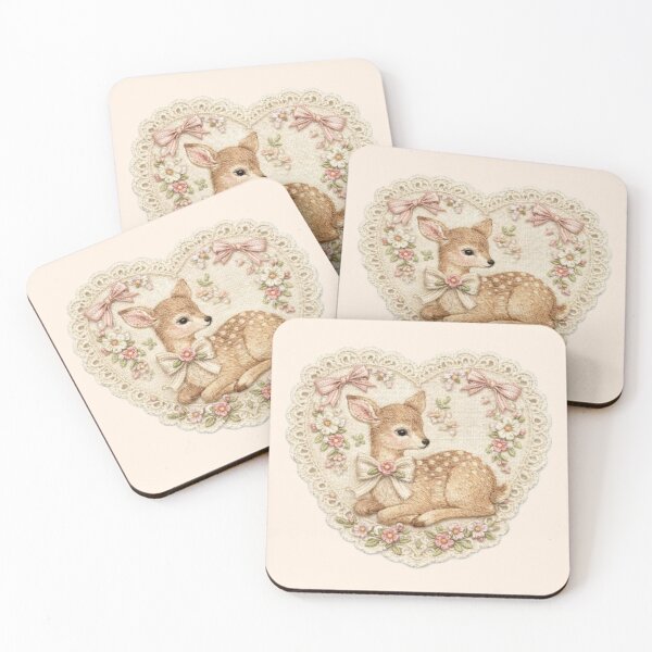 Item preview, girly cottagecore cutesy sticker - fawn in heart designed and sold by inainart.