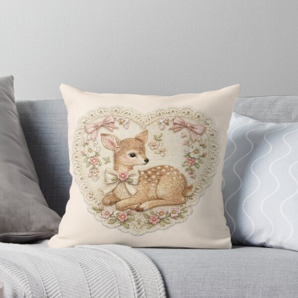 Item preview, girly cottagecore cutesy sticker - fawn in heart designed and sold by inainart.