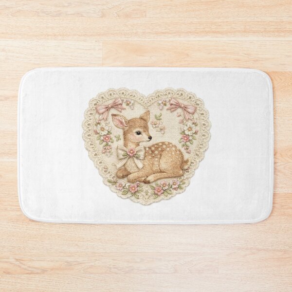 Item preview, girly cottagecore cutesy sticker - fawn in heart designed and sold by inainart.