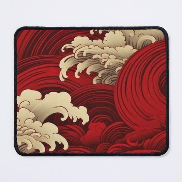 Item preview, Japanese Red Sea Waves Pattern — Vintage Oriental Wave Art designed and sold by LYAN-STORE.