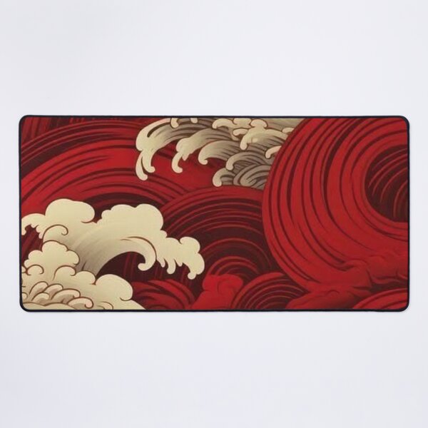 Item preview, Japanese Red Sea Waves Pattern — Vintage Oriental Wave Art designed and sold by LYAN-STORE.