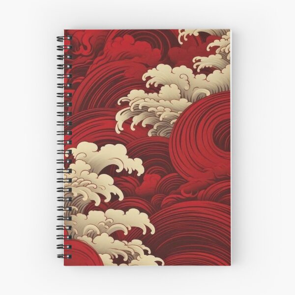 Item preview, Japanese Red Sea Waves Pattern — Vintage Oriental Wave Art designed and sold by LYAN-STORE.