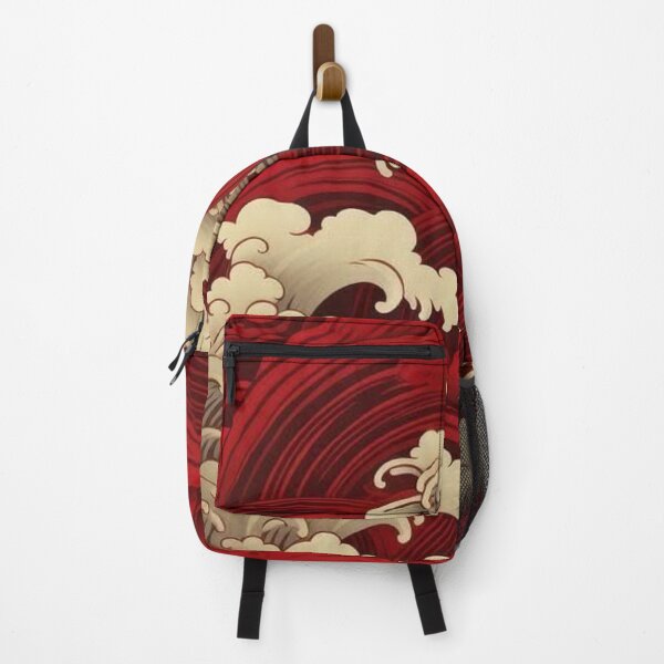 Item preview, Japanese Red Sea Waves Pattern — Vintage Oriental Wave Art designed and sold by LYAN-STORE.