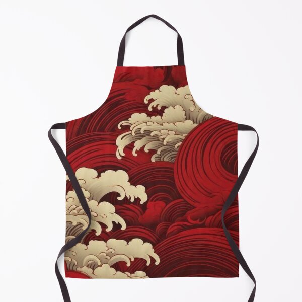 Item preview, Japanese Red Sea Waves Pattern — Vintage Oriental Wave Art designed and sold by LYAN-STORE.