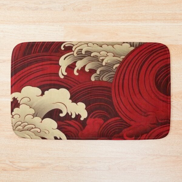 Item preview, Japanese Red Sea Waves Pattern — Vintage Oriental Wave Art designed and sold by LYAN-STORE.