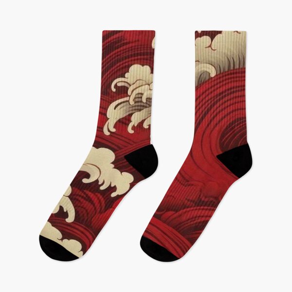 Item preview, Japanese Red Sea Waves Pattern — Vintage Oriental Wave Art designed and sold by LYAN-STORE.