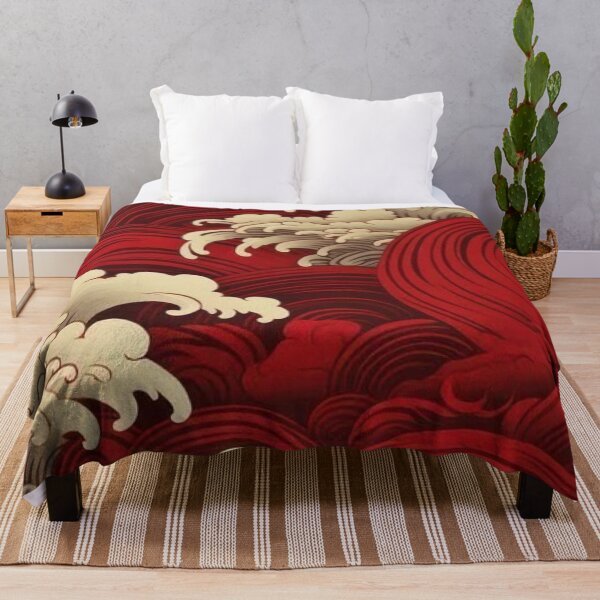 Item preview, Japanese Red Sea Waves Pattern — Vintage Oriental Wave Art designed and sold by LYAN-STORE.