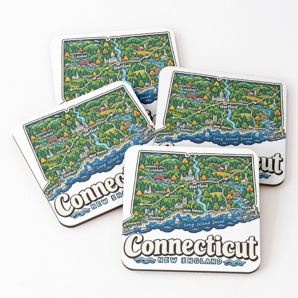 Item preview, Hand Drawn Connecticut Travel Souvenir Landmark Gift designed and sold by MichaeIRellov.
