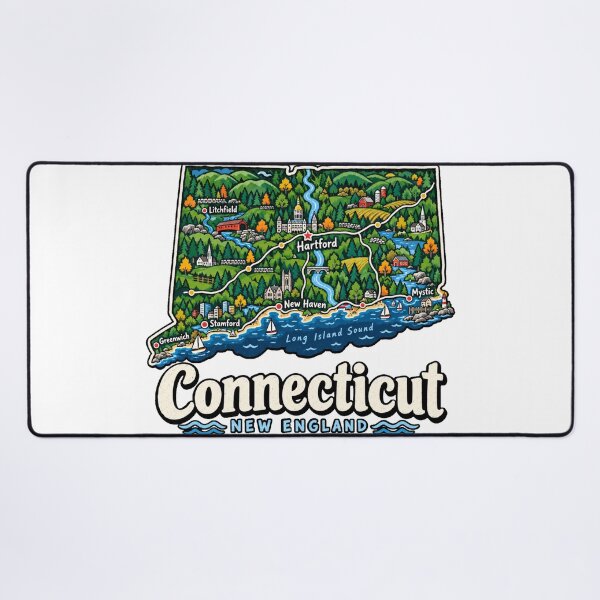 Item preview, Hand Drawn Connecticut Travel Souvenir Landmark Gift designed and sold by MichaeIRellov.