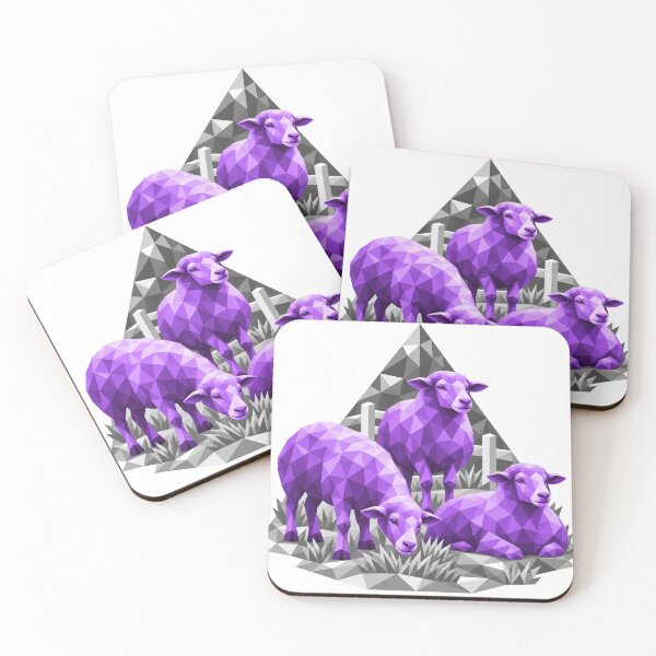 Item preview, Three geometric purple sheep on the farm designed and sold by danart7.
