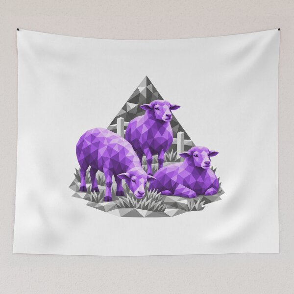 Item preview, Three geometric purple sheep on the farm designed and sold by danart7.