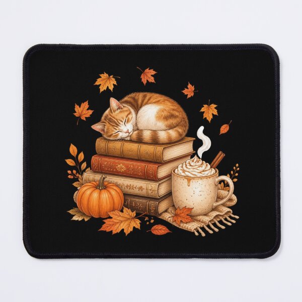 Item preview, Cozy Autumn Reading Cat on Stack of Vintage Books & Pumpkin designed and sold by creativerooney.
