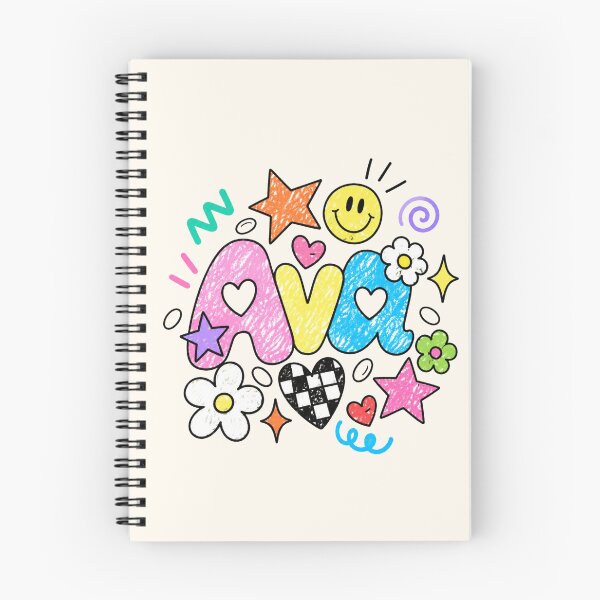 Artikelvorschau, Ava Colorful Doodle Name Art – Cute Retro Crayon Style entworfen und verkauft von looplandger.