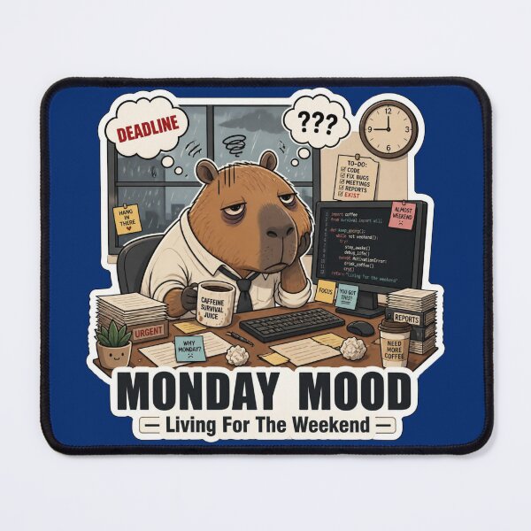 Item preview, Monday Mood Office Capybara Funny Work Humor designed and sold by Créative touche .