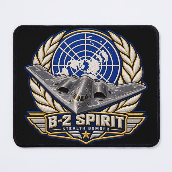 Item preview, B-2 Spirit Stealth Bomber Embroidered Aviation Crest with World Globe Emblem designed and sold by Emoji Emblems.