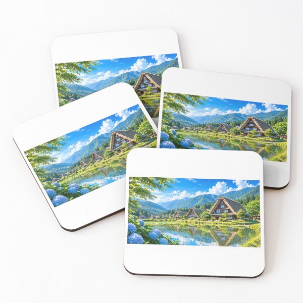 Item preview, Gassho-Zukuri Village in Summer – Japanese Mountain Landscape designed and sold by CHANNELZIPANG.