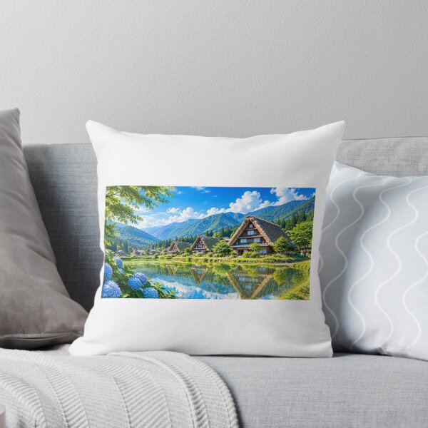 Item preview, Gassho-Zukuri Village in Summer – Japanese Mountain Landscape designed and sold by CHANNELZIPANG.
