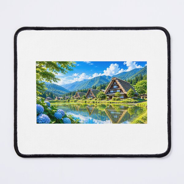 Item preview, Gassho-Zukuri Village in Summer – Japanese Mountain Landscape designed and sold by CHANNELZIPANG.