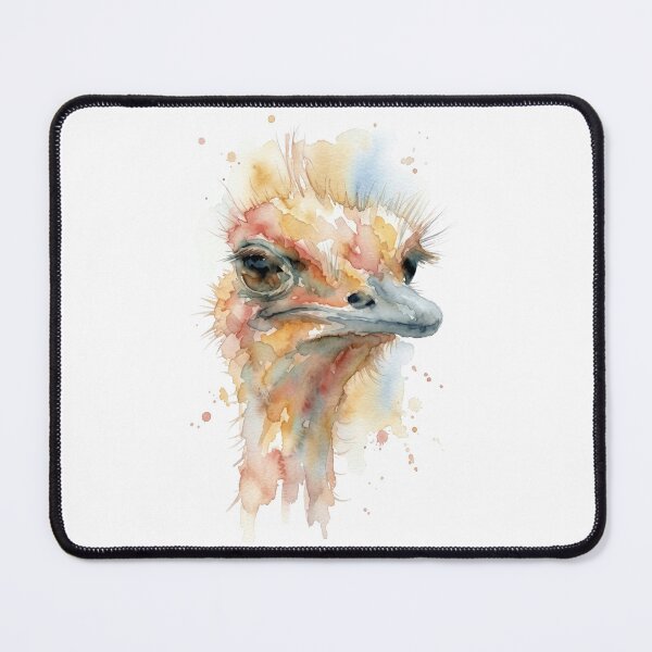Item preview, Whimsical Ostrich Watercolor Bird Portrait designed and sold by caracatita75.