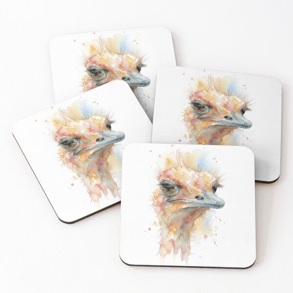 Item preview, Whimsical Ostrich Watercolor Bird Portrait designed and sold by caracatita75.