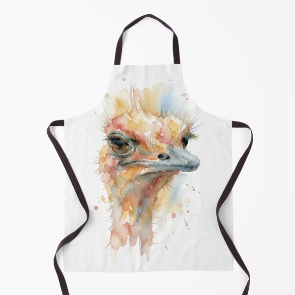 Item preview, Whimsical Ostrich Watercolor Bird Portrait designed and sold by caracatita75.