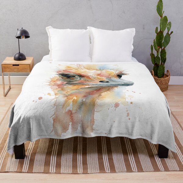 Item preview, Whimsical Ostrich Watercolor Bird Portrait designed and sold by caracatita75.
