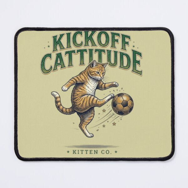 Item preview, Kickoff Cattitude Funny Soccer Cat designed and sold by bluel_evin.