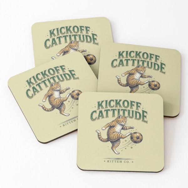 Item preview, Kickoff Cattitude Funny Soccer Cat designed and sold by FurRealStudioCo.