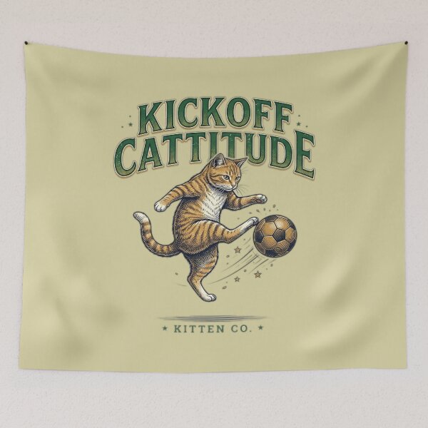Item preview, Kickoff Cattitude Funny Soccer Cat designed and sold by FurRealStudioCo.