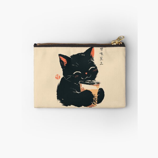 Item preview, Cute Black Cat Drinking Boba Milk Tea Japanese designed and sold by mustbewhy.