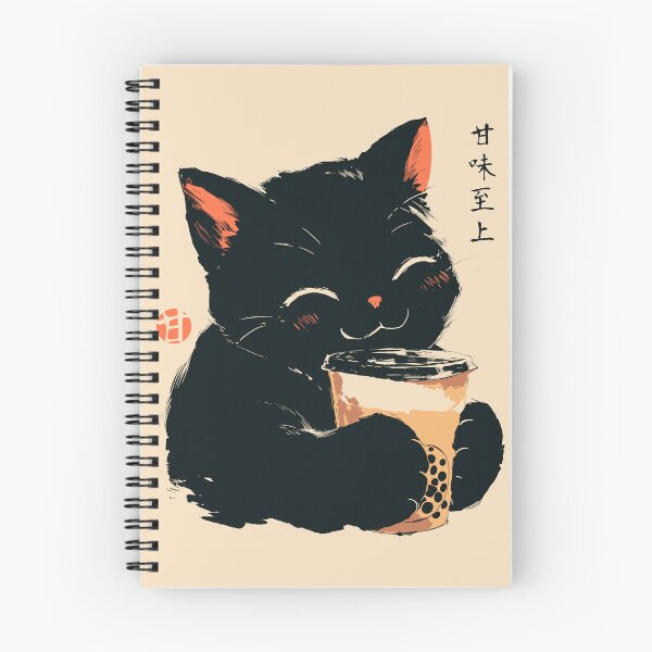 Item preview, Cute Black Cat Drinking Boba Milk Tea Japanese designed and sold by mustbewhy.