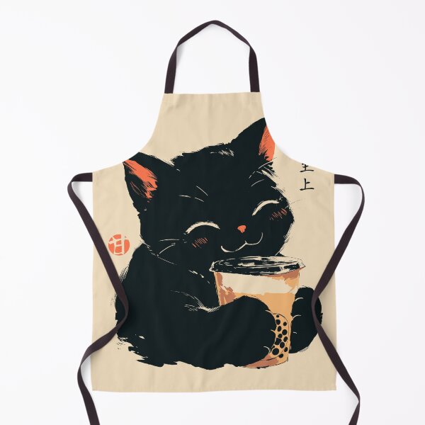 Item preview, Cute Black Cat Drinking Boba Milk Tea Japanese designed and sold by mustbewhy.