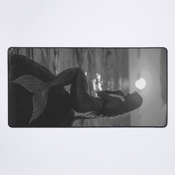 Item preview, Venus of the South Seas mermaid at sunset nautical ocean vintage black and white photographic art print designed and sold by Astrid Arkhangelsky.