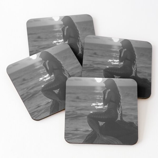 Item preview, Venus of the South Seas mermaid at sunset nautical ocean vintage black and white photographic art print designed and sold by Astrid Arkhangelsky.