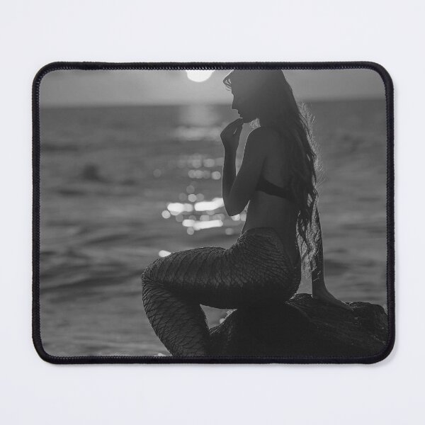 Item preview, Venus of the South Seas mermaid at sunset nautical ocean vintage black and white photographic art print designed and sold by Astrid Arkhangelsky.