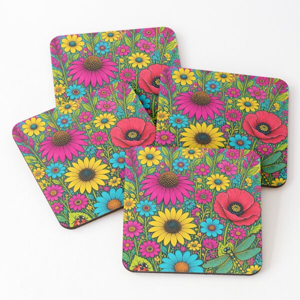 Item preview, Vibrant Pop Folk Art Flower Meadow Wall Art designed and sold by Nexus Space.